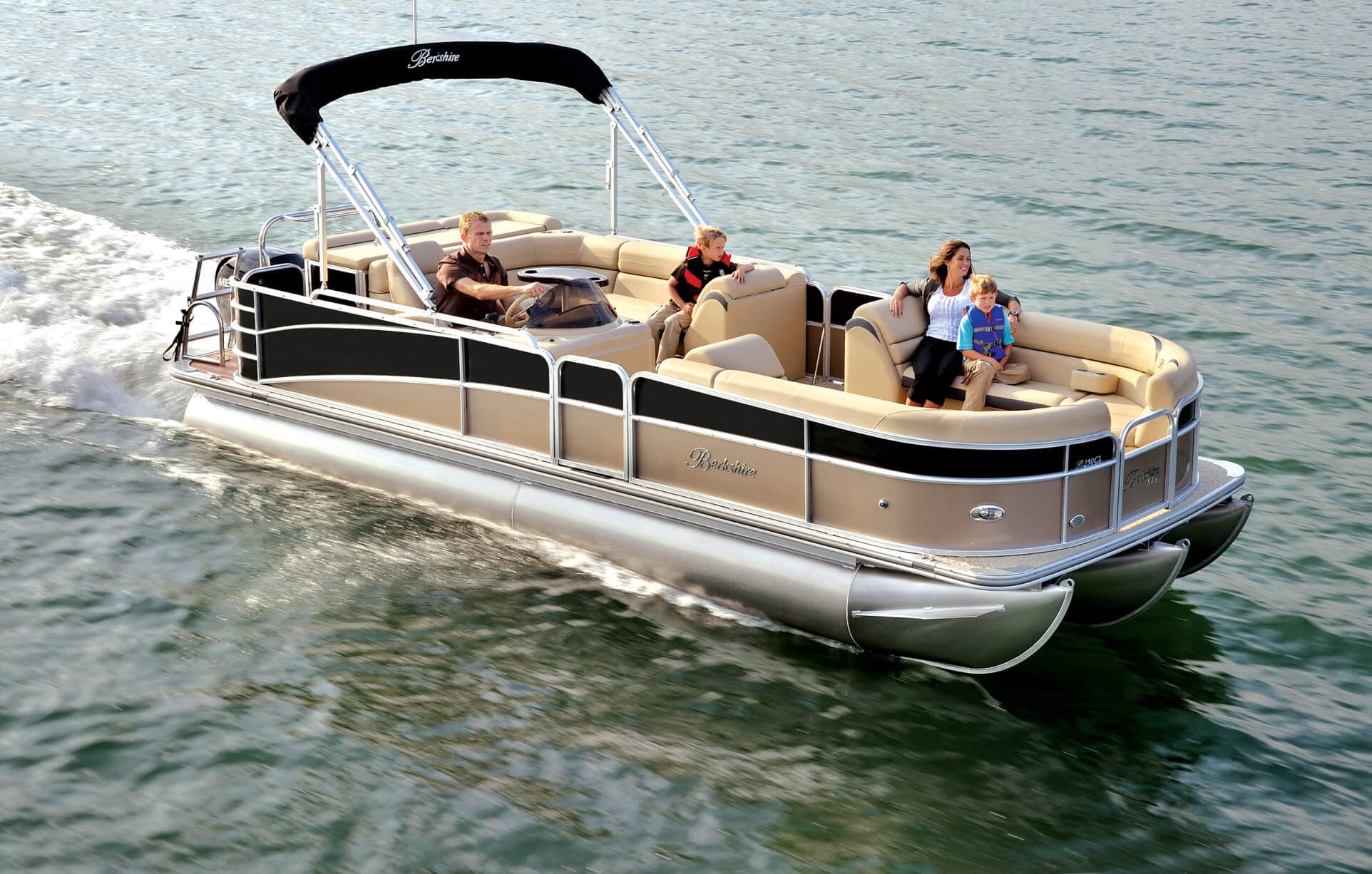 Family cruising on a Berkshire tritoon